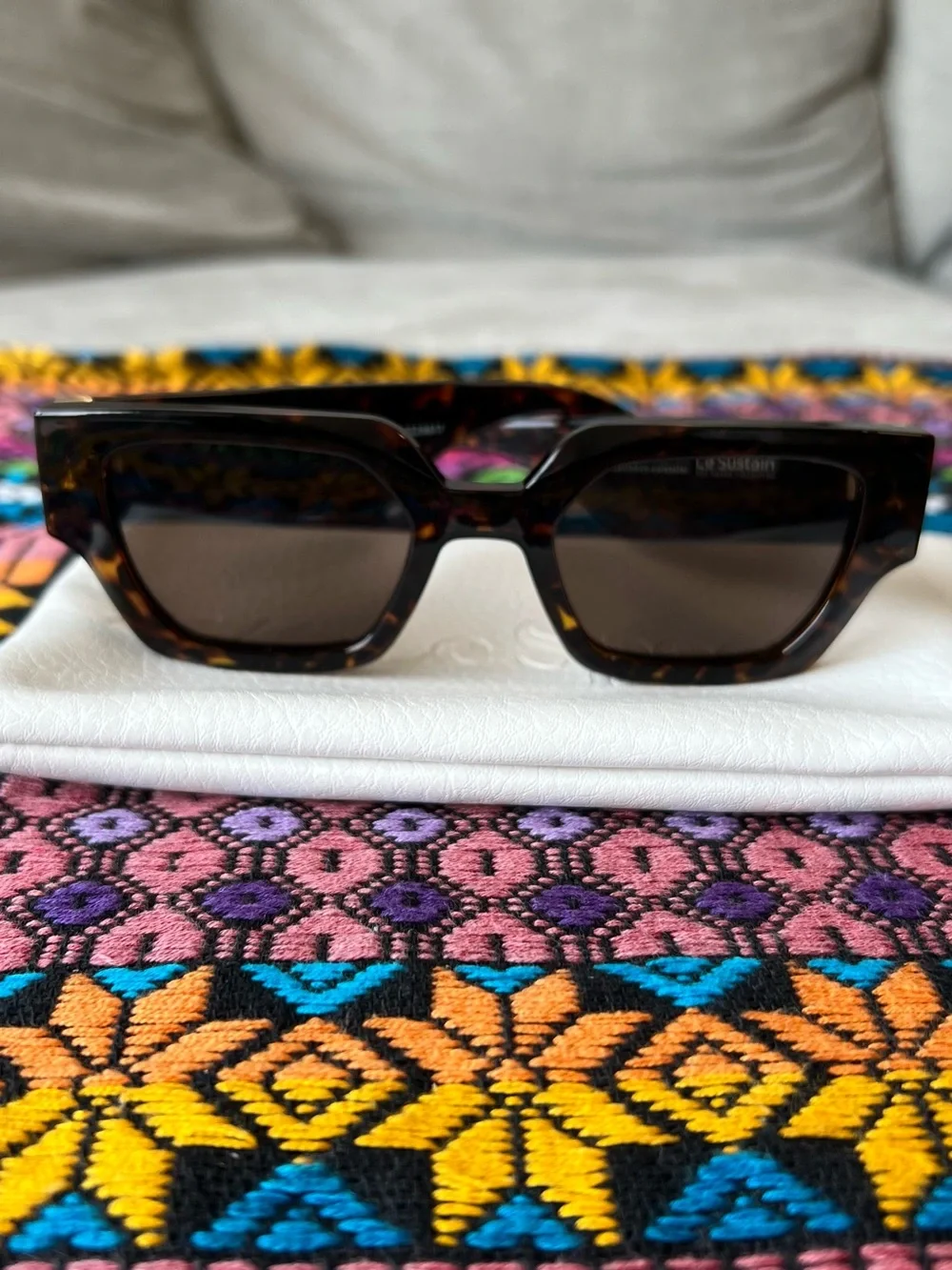 Le Specs Tortoiseshell Square Sunglasses with Brown Lenses